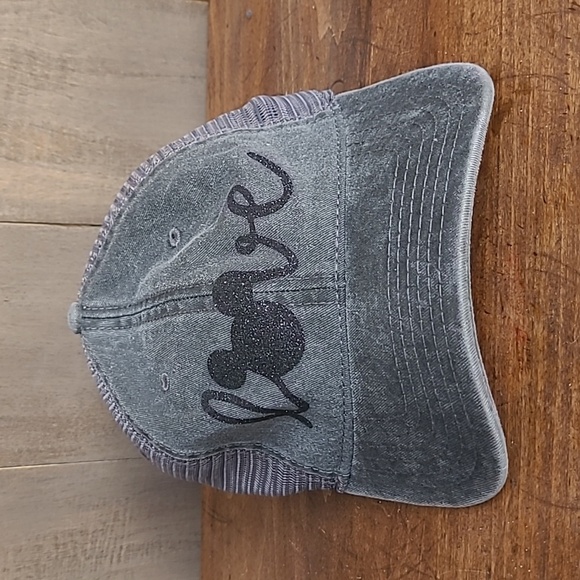 OTTO Snap Back Mickey Head "LOVE" Glitter Mesh Low Profile Hat Women's OS - Picture 2 of 8